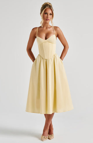 Mariella Midi Dress - Lemon - glavon