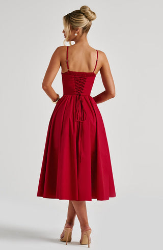 Mariella Midi Dress - Red - glavon