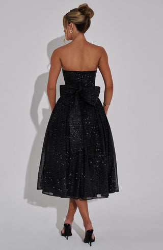 Marissa Midi Dress - Black Sparkle - glavon