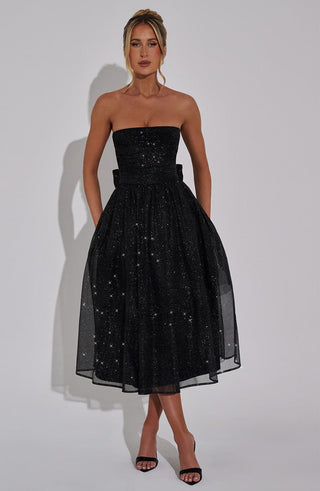Marissa Midi Dress - Black Sparkle - glavon