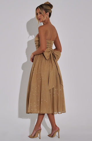 Marissa Midi Dress - Gold Sparkle - glavon