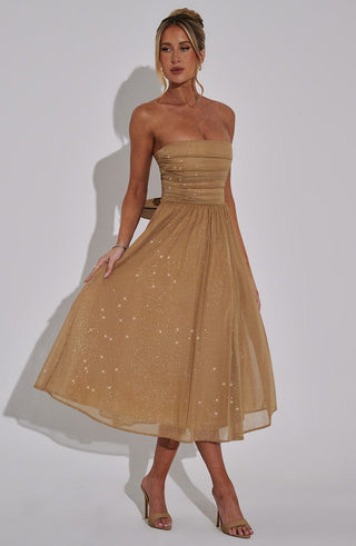 Marissa Midi Dress - Gold Sparkle - glavon