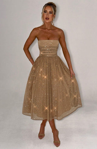 Marissa Midi Dress - Gold Sparkle - glavon
