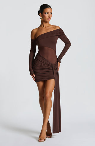 Mavra Mini Dress - Plum Brown - glavon