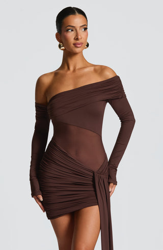 Mavra Mini Dress - Plum Brown - glavon