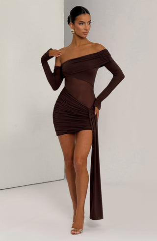Mavra Mini Dress - Plum Brown - glavon