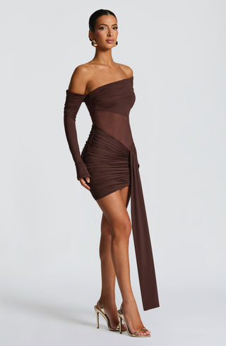 Mavra Mini Dress - Plum Brown - glavon