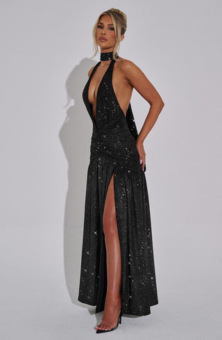 Melania Maxi Dress - Black Sparkle - glavon