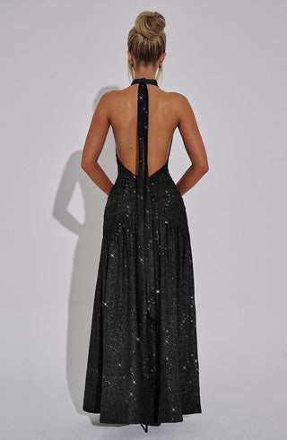 Melania Maxi Dress - Black Sparkle - glavon