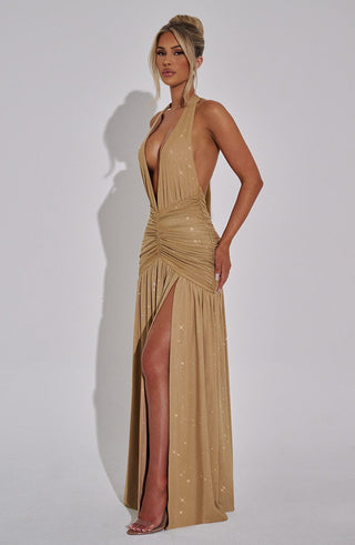 Melania Maxi Dress - Gold Sparkle - glavon