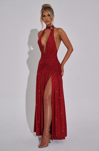 Melania Maxi Dress - Red Sparkle - glavon