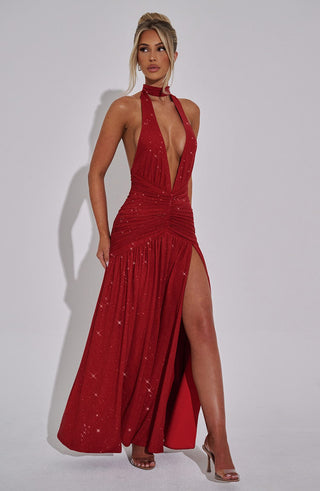 Melania Maxi Dress - Red Sparkle - glavon