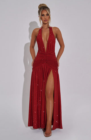 Melania Maxi Dress - Red Sparkle - glavon
