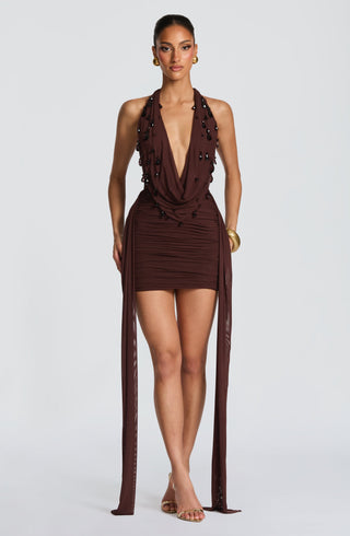 Melona Mini Dress - Plum Brown - glavon