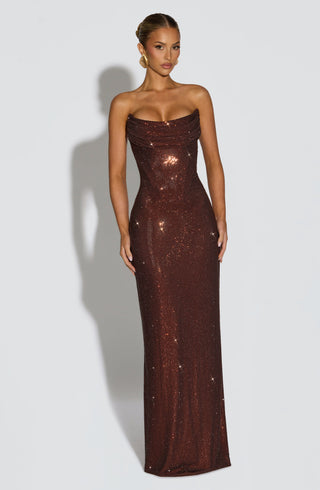 Mirabella Maxi Dress - Plum Brown - glavon