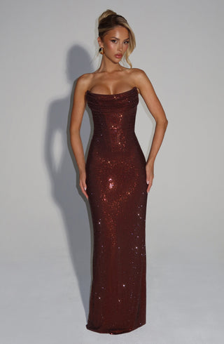 Mirabella Maxi Dress - Plum Brown - glavon