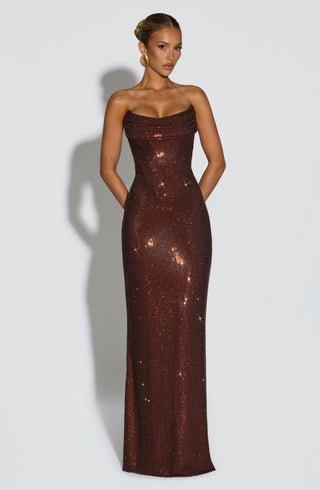 Mirabella Maxi Dress - Plum Brown - glavon