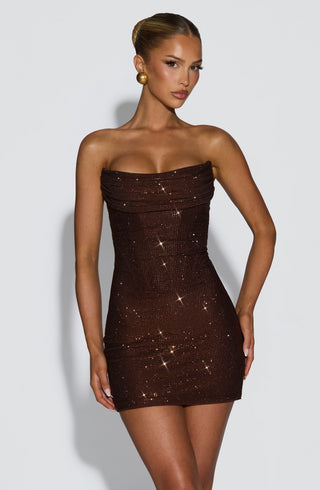 Mirabella Mini Dress - Plum Brown - glavon