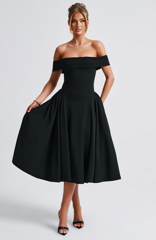 Miranda Midi Dress - Black - glavon
