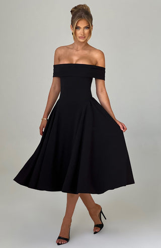 Miranda Midi Dress - Black - glavon