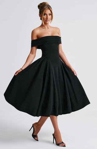 Miranda Midi Dress - Black - glavon