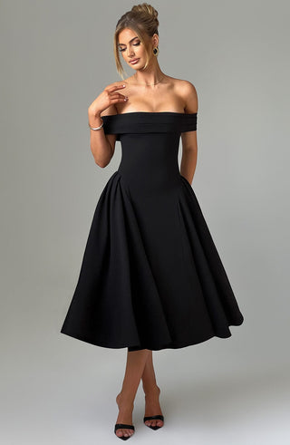 Miranda Midi Dress - Black - glavon