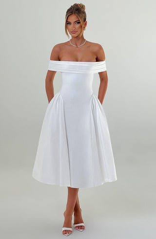 Miranda Midi Dress - Ivory - glavon