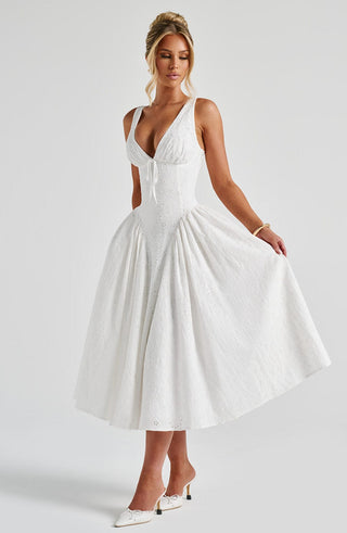 Monroe Midi Dress - Ivory - glavon