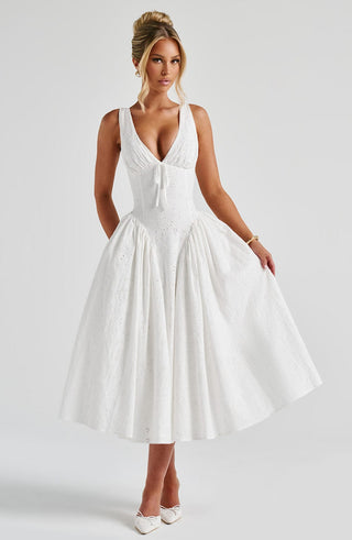 Monroe Midi Dress - Ivory - glavon