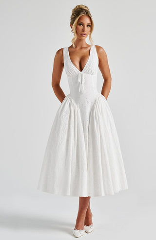 Monroe Midi Dress - Ivory - glavon