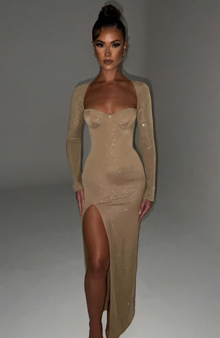 Nadia Maxi Dress - Gold Sparkle - glavon