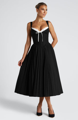 Natassia Midi Dress - Black/White - glavon