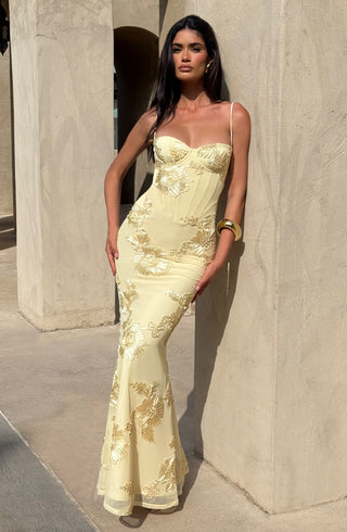 Nefertiti Maxi Dress - Lemon - glavon