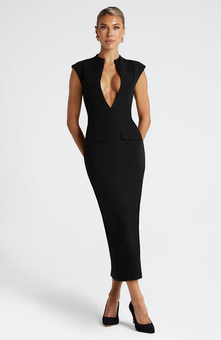 Nellie Midi Dress - Black - glavon
