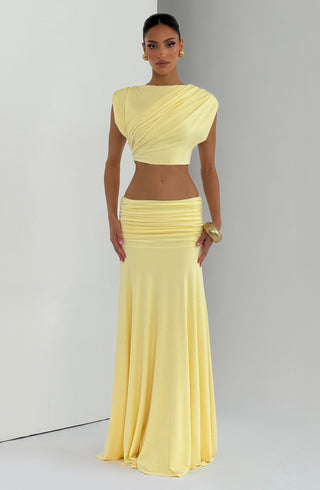 Paige Maxi Skirt - Lemon - glavon
