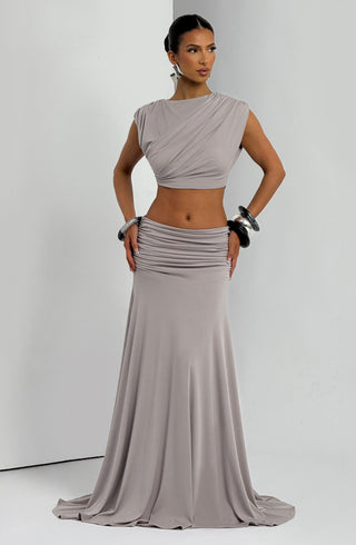 Paige Maxi Skirt - Light Grey - glavon