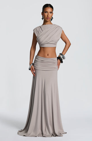 Paige Maxi Skirt - Light Grey - glavon