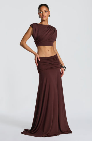 Paige Maxi Skirt - Plum Brown - glavon