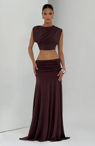 Paige Maxi Skirt - Plum Brown - glavon