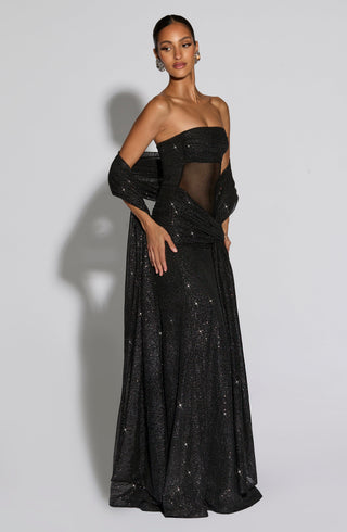 Paula Maxi Dress - Black Sparkle - glavon