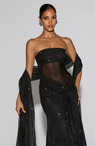 Paula Maxi Dress - Black Sparkle - glavon