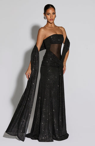 Paula Maxi Dress - Black Sparkle - glavon