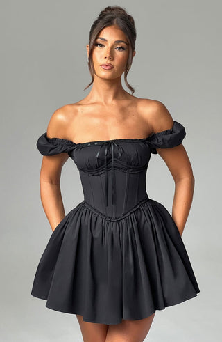 Penelope Mini Dress - Black - glavon