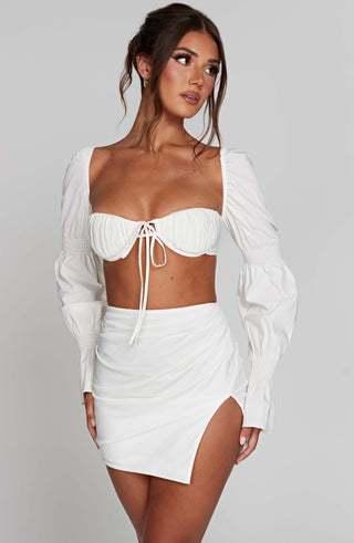 Perla Mini Skirt - White - glavon