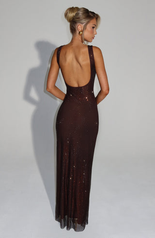 Petra Maxi Dress - Plum Brown - glavon