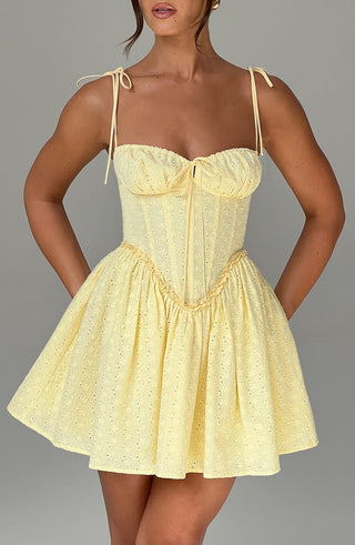 Phoebe Mini Dress - Lemon - glavon