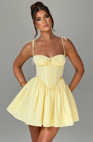Phoebe Mini Dress - Lemon - glavon