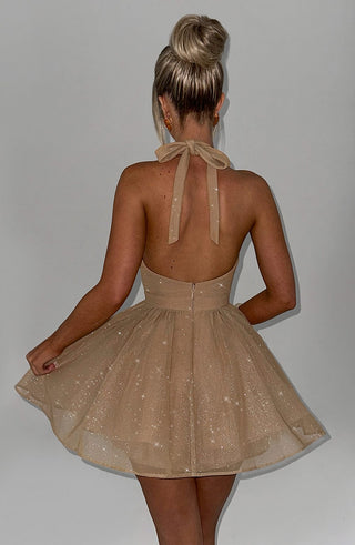 Pippa Mini Dress - Gold Sparkle - glavon