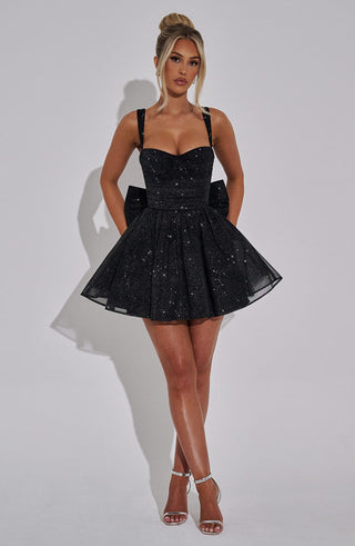 Polly Mini Dress - Black Sparkle - glavon