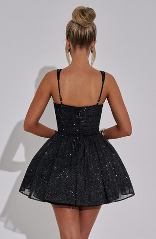 Polly Mini Dress - Black Sparkle - glavon